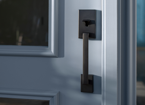 Front entry handle in matte black finish